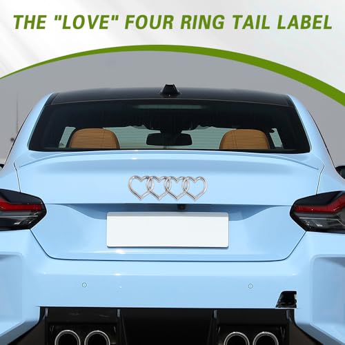Image of Love Heart Logo Rear Trunk Emblem Badge, 3D Car Exterior Decoration Sticker, Replacement Decal Compatible with Most Cars, Trucks, SUVs