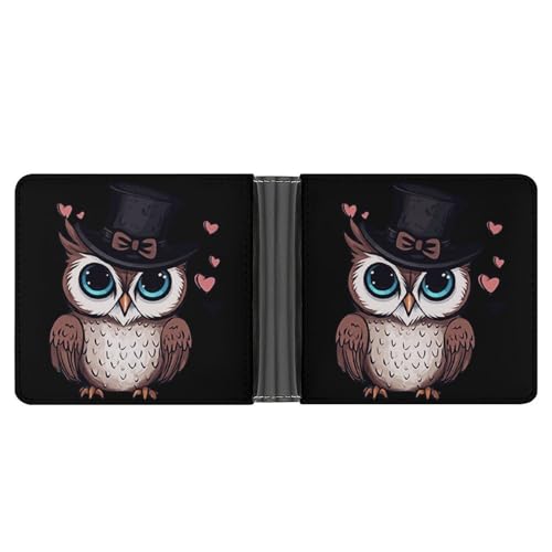 Owls Bifold Wallet PU Leather Coin Purse Lightweight Credit Card Holder Wallet Money Clip