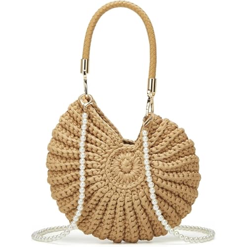 Image of Bohemia Crochet Handwoven Seashell Bag Women Summer Beach Bag Boho Evening Clutch Purses Shoulder Crossbody Bags
