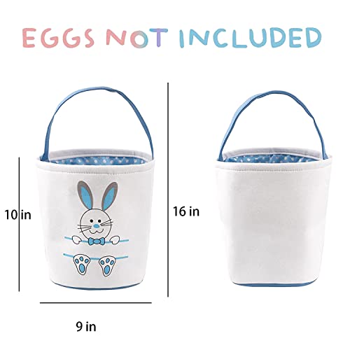 Image of Easter Bunny Baskets for Kids Empty Egg Hunt Bags, Rabbit Buckets with Handle for Carrying Candy Cute Stuffed Easter Festival Gifts