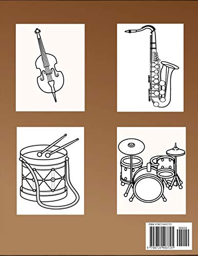 Popular Instruments Coloring Book: For Children and Adults Who Want Great Fun to Color Every Instrum