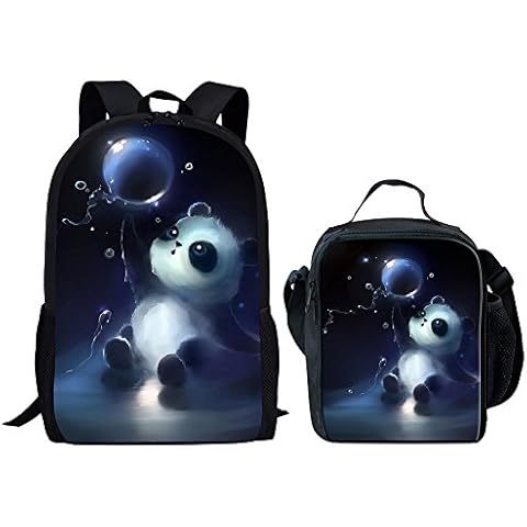 Amzbeauty Panda Print School Backpack Set Cover