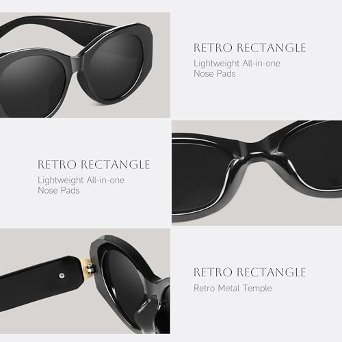 Oval Sunglasses for Womens Trendy - Retro Cat Eye Sun Glasses Shades UV Protection4