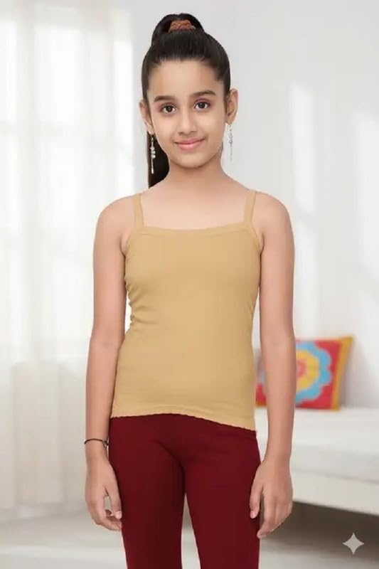 Image of INNERO Camisole for Girls, Cotton Chemise Slips for Girls, Beginners Cami Kids Innerwear Kingri, School & Home, Multicolored Combo Pack of 6