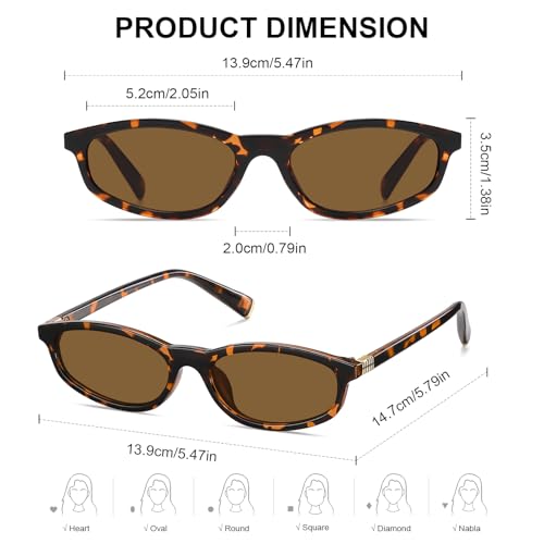 Sunglasses for Women Retro Oval 90s Sun Glasses Lightweight Vintage Cat Eye Trendy Shades UV400 Protection Lens2