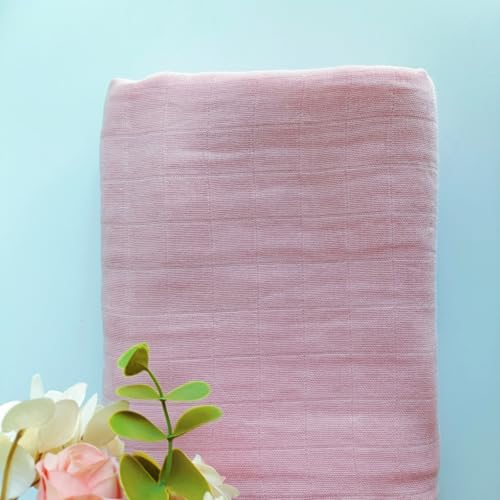 Image of Muslin Newborn Baby Swaddle Blanket 43.5 x 47 inches(110x120cm) Unisex Swaddling Wrap Soft Silky Muslin Swaddle Blankets Neutral Receiving Blanket for Newborn Babies Boys and Girls Large Pink