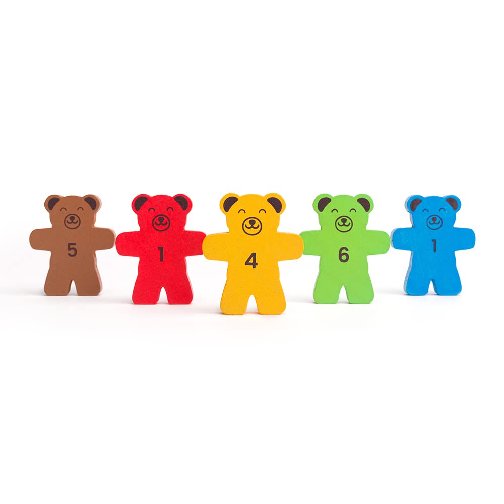Bigjigs Toys Teddy Tumbling Tower Game - 49pc Tour d'empilement pour Plus de 3 Ans, Puzzles d'équilibrage coloré, Jouets d'empilement en Bois de qualité et Jouets Montessori pour Enfants
