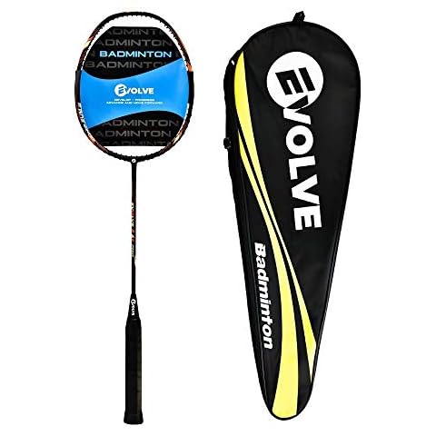 Evolve 8-64 Badminton Racket with High Tension String | 8U Ultra-Light 40T High Modulus Graphite | Professional lightweight Racket with Case for Men, Women (Set of 1) Cover