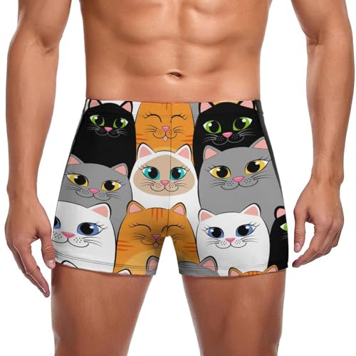 Slip de bain homme chats blancs et gris pour la natation