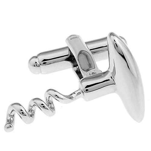 Mancuernillas para hombre abrebotellas vino tinto plateadas miniatura 3