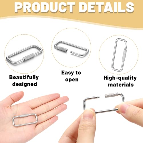 Image of Liliaafar 1.875'' Rectangular Key Ring with Turn Twist Sleeve Closure Screw Lock Clip KeyChain Ring for Key Organizer