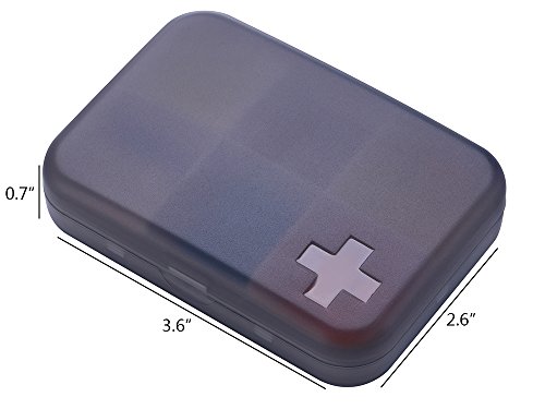 Image of Pill Organizer Case - Portable Pill Box Small Pill Container for Purse or Pocket, Excellent Pill Storage Case (Gray, 6 Compartment)