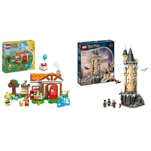 LEGO Animal Crossing Besuch von Melinda, kreatives Spielzeug & Harry Potter Eulerei auf Schloss Hogwarts, Abenteuer-Set mit Spielzeug-Tieren