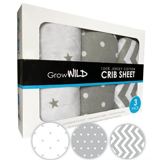 GROW WILD Grey Crib Sheet 3 Pack | 100% Cotton Jersey Soft Fitted Crib Sheets for Boys or Girls | Baby Sheets for Crib Mattress or Toddler Bed Sheets | Baby Boy Crib Sheets Neutral