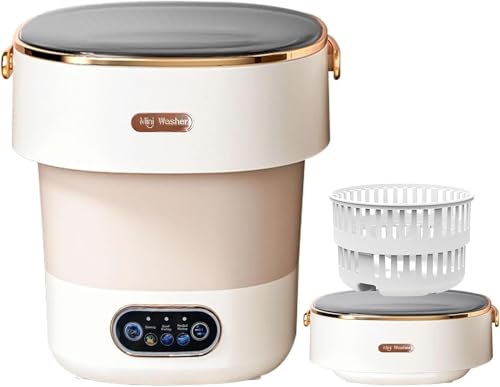 Image of Portable Washing Machine,Mini Washer -16L Upgraded With Spin Basket,Small Clothes Folding Washing Machine Of Underwear, Baby And Small Clothes,Suitable For Home Apartments Dormitories, Hotels Beige L6