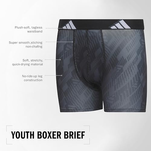 Image of adidas Boys Performance Microfiber Long Boxer Briefs (4-Pack or 3-Pack) Kids Underwear