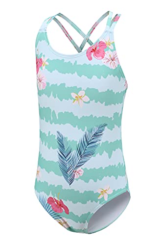 Image of Moon Tree Girls One Piece Swimsuits, Adjustable Double Straps Bathing Suits for Kids Girls Hawaiian Swimwear 3-16 Years