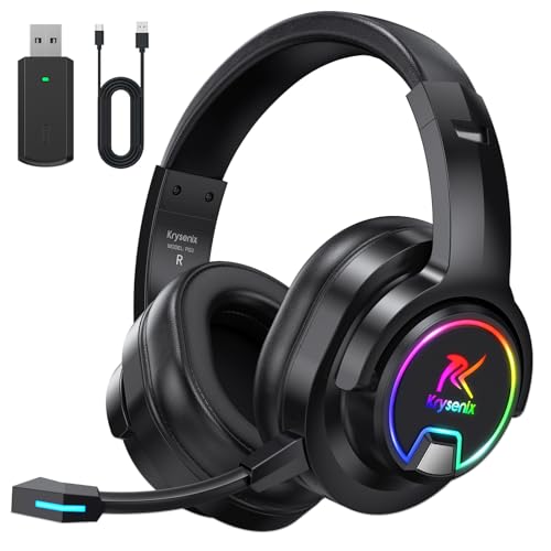PG3 2,4 GHz Cascos Gaming Inalámbricos para PS5, PS4, PC, Mac, Auriculares Inalámbricos Bluetooth 5.4 con micrófono desmontable, 7.1 Sonido Envolvente, Duración 48Hr, Luz LED, Negro Carbón