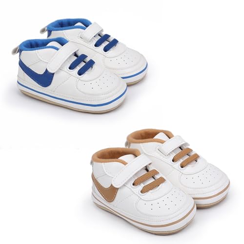 Image of Clowora Unsex Baby Shoes Boys Girls Infant Sneakers Non-Slip Soft Rubber Sole Toddler Crib First Walker Lightweight Shoes