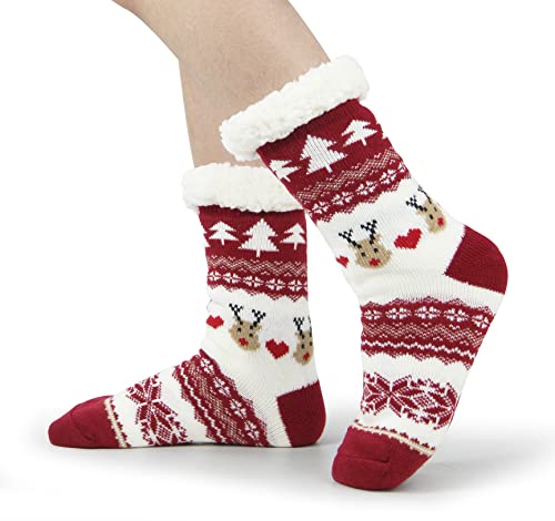 Image of BenSorts Women Winter Thick Slipper Socks with Grippers Warm Fuzzy Socks