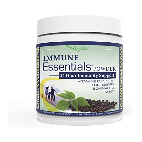 Wellgenix Immune Essentials - Multivitamin Powder for Men, Women & Kids - Vegan Supplement with Vitamins C, D Elderberry Zinc, Echinacea for Toddler, Kid & Adult - 7.57g (Raspberry Lemonade) Cover