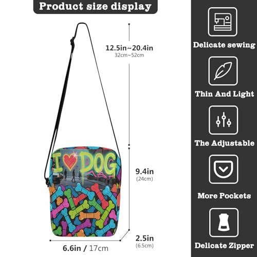 I Love Dog Graffiti Colorful messenger bags Crossbody Bags For Women Small Woman Handbag Shoulder Strap Adjustable Strap for School School3