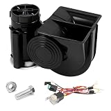JNXIJ Train Horn for Truck, 12V 120dB Super Loud Car Snail Horn Kit with Relay Harness & Compressor, Waterproof Compact Electric Snail Air Horn for Most Vehicles, Car Accessories