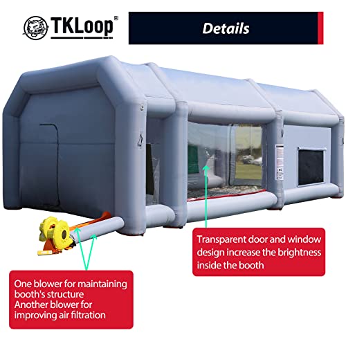 TKLoop Portable Inflatable Paint Booth 26X15X10Ft with Blowers(750W