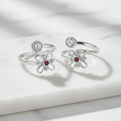 Image of Parnika 925 Top Openable Silver Toe Rings in Pure 92.5 Sterling Silver for Women | Chandi Bichiya Bicchiya | Metti |