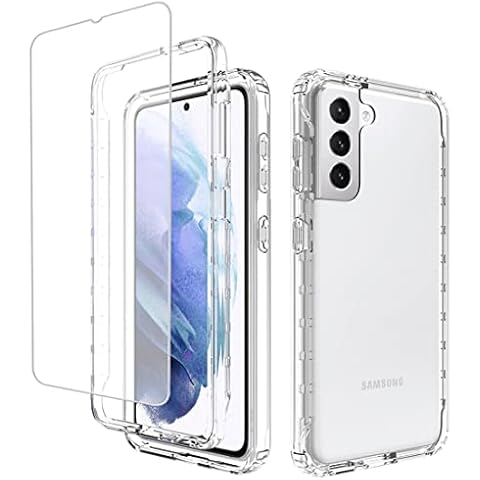 Zoeirc Case for Galaxy S21 5G Case for Samsung S21 SM-G991U Case with Tempered Glass Screen Protector Soft 360 Full Body Shockproof Hybrid Bumper Crystal Clear Case Cover for Samsung Galaxy S21 Clear Cover