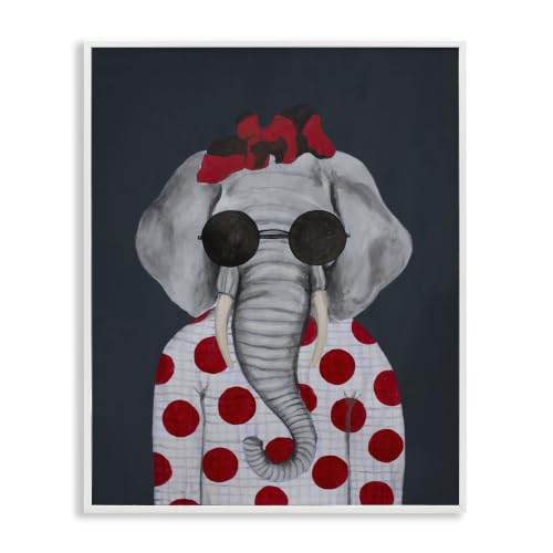 Fashionable Elephant Sunglasses Portrait, 16 x 20 Inch Framed Giclée Print