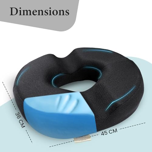 Image of Sleepsia Donut Pillow for Tailbone Pain |1 Year Warranty| Coccyx Seat Cushion for Chair-Hemorrhoid& Piles Pillow-Car Seat Donut Cushion Hemorrhoids Fistula Prostate Post Relief (Memory Foam)