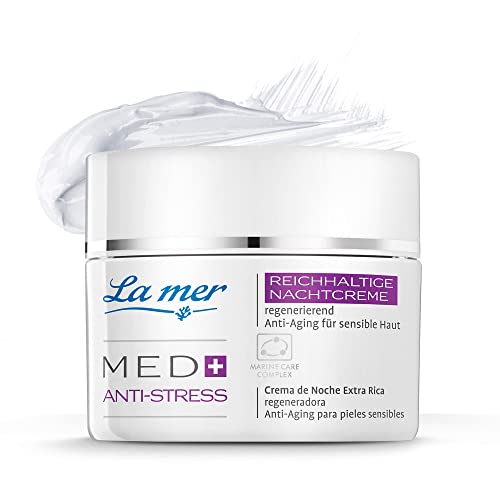 La mer MED+ - Crema de noche antiestrés con vitamina A y E y manteca de karité, protege contra influencias ambientales nocivas, para pieles estresadas e irritadas, 50 ml