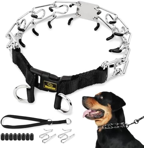 Mayerzon Prong Collar for Large Medium Small Dogs Pitbull Doberman Rottweiler, No Pull Dog Collar with Buckle & Extra Links for Walking Training, Adjustable and Easy to Use
