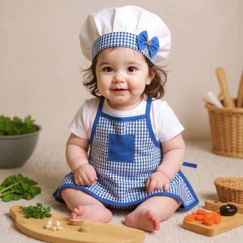 Image of A.T.U.N. (ALL THINGS UBER NICE) Soft Cotton-Rich Baby Chef Dress-Up Set | Cute Kitchen Dress-Up Outfit with Apron & Cap for Baby Boys and Girls | Ideal for Birthday & Photoshoot (0-2 Years)