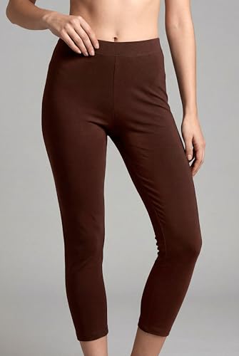 Image of TRASA Women's Cotton Capri Leggings, Stretchable 3 /4 Length Crop Pants, Comfortable, Plus