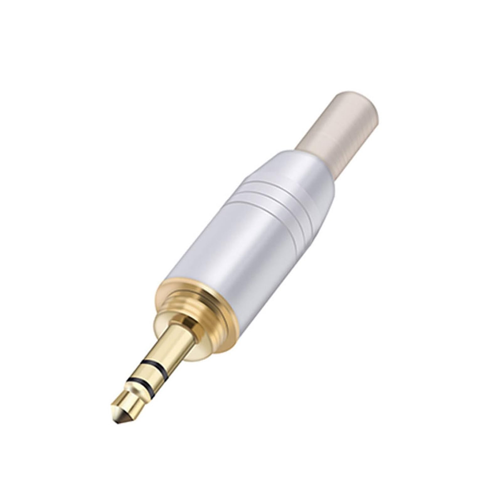 10 unids/lote conector de cable de soldadura macho estéreo de 3 polos Jack de 3,5mm con tornillo de tubo de aluminio de resorte conector estéreo de 3,5mm(10 Silver)