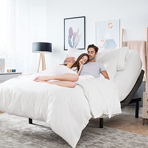 Image of Nestl King Adjustable Bed Frame with Massage and Wireless Remote, Electric Base with Head and Foot Incline, Zero Gravity, USB Ports, Under Bed LED, No Box Spring Needed
