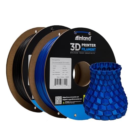Inland PLA Filament Bundle 1.75mm Black & Blue 2KG, 3D Printer Filament, Dimensional Accuracy +/- 0.02 mm, 2 Pack Filament, Fits Most FDM 3D Printers (Coal Black & Ocean Blue, 2 Pack)