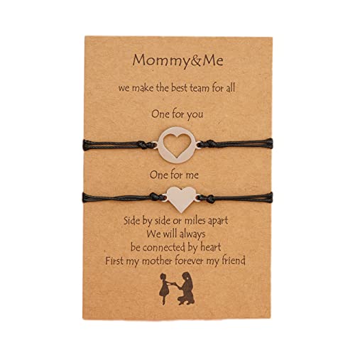 Image of COLORFUL BLING Mother Daughter Mommy and Me Heart Wish Bracelets Distance Matching Hollow Heart Horse Promise Promise Bracelet Friendship Jewelry Gifts