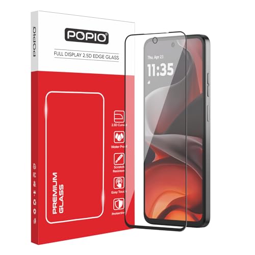 Image of POPIO Tempered Glass Screen Protector Compatible for Motorola Moto G15 / G15 Power / G05 / E15 (Black) with Edge to Edge Coverage and Easy Installation kit