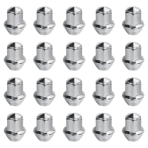 Bohaner Lot de 20 écrous de roue hexagonaux M14 x 1,5 21 mm en alliage chromé à extrémité fermée M14 x 1,5 pour Ford compatibles avec Chrysler 300C Ford...
