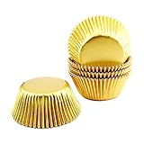 Warmparty Gold Foil Baking Cups Muffin Wrappers Cupcake Liners Standard, 100 Count