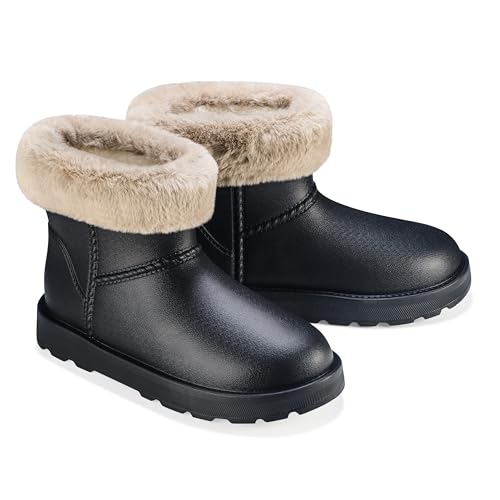 ESTRO Warme Gummistiefel Damen Gefüttert - Gummistiefel Gefüttert Damen Wasserdicht Winterschuhe F115 (40 EU, Schwarz)