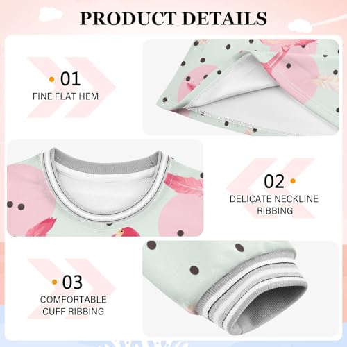 Flamingo Dot Girls Dresses Long Sleeve Sweatshirt Dress for Girls Winter Toddler Casual A Line Dresses Size 2-8T3