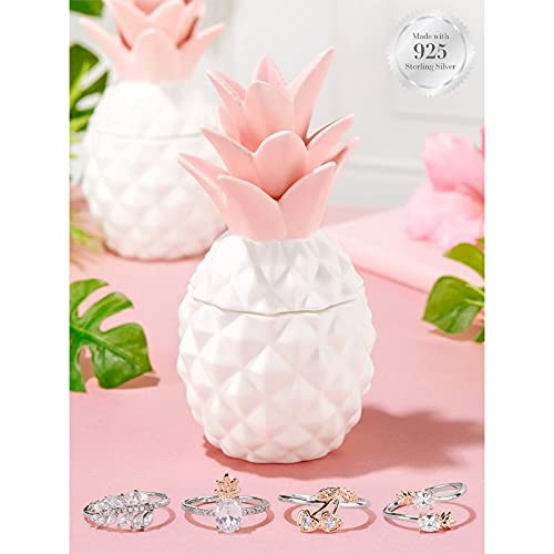 CharmedAroma Duftkerze im Ananas Design - Pineapple (255g) mit Schmuckstück als Überraschung (925er Sterling Silber Ring) Brenndauer bis 40h (Größe 9=XL(18,89mm)=59/60)