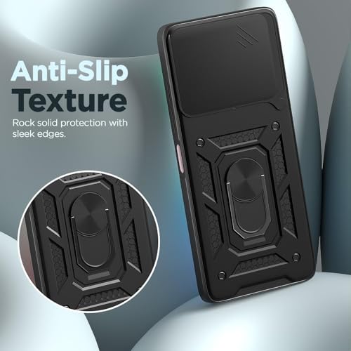 Image of AIBEX Back Cover for Poco M6 Plus 5G / Redmi 13 5G | D10 Tough Armor Case | Sliding Camera Shield | 360 Protection | Kickstand Ring Holder | Military-Grade Shockproof Bumper Case