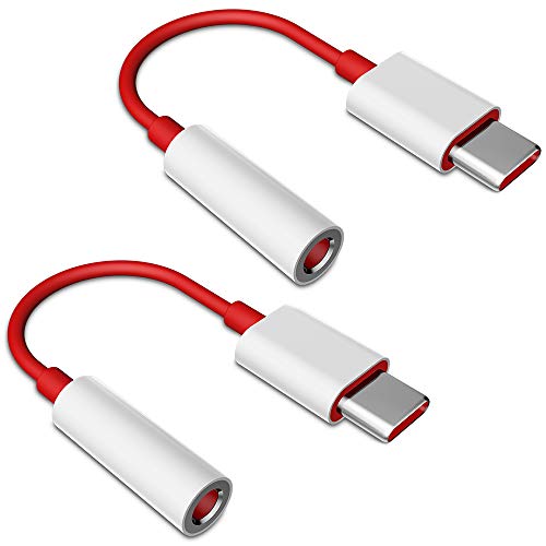 TITACUTE USB C to 3.5mm Audio Adapter 2 Pack, Type C Male to 3.5mm Female Audio Cable for OnePlus 6T Aux Adapter Noise Cancelling Stereo DAC Headphones Jack Converter Adapter for OnePlus 7 Pro/ 7 Red