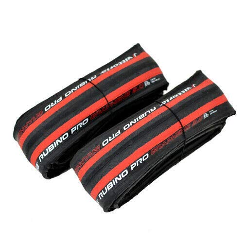 Vittoria Rubino PRO IV G2.0 Graphene Clincher Tire 700x25C, Red/Black,2 Tire, VT1854