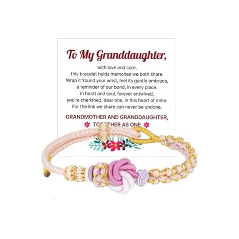 LIU JUN For Granddaughter - A Link That Can Never Be Undone Peach Blossom Knot Bracelet, Grandma Always Brave Strong Adjustable Braided inspirational Christmas Gift Jewelry (Pink Style 2R) Cover